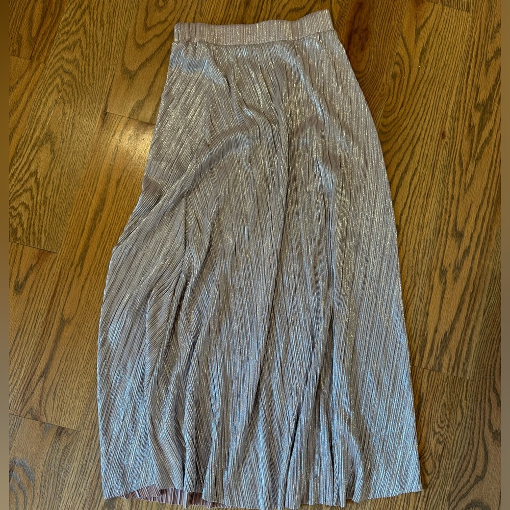 Free people blush metallic maxi skirt size extra small